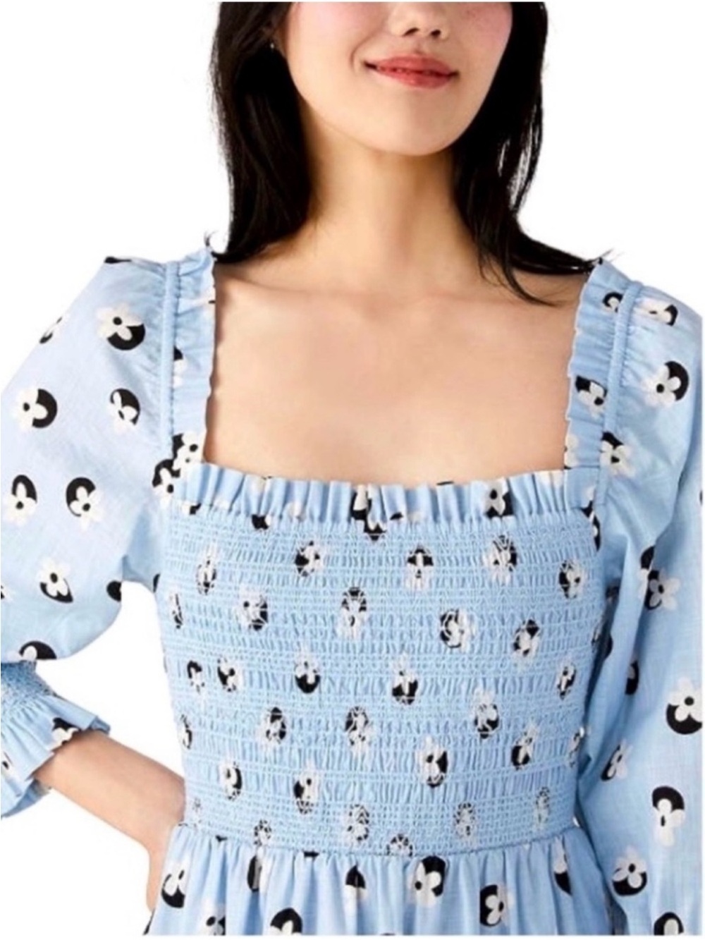 KATE SPADE Women’s floral dot smocked midi dress🦋🦋 - Picture 2 of 9